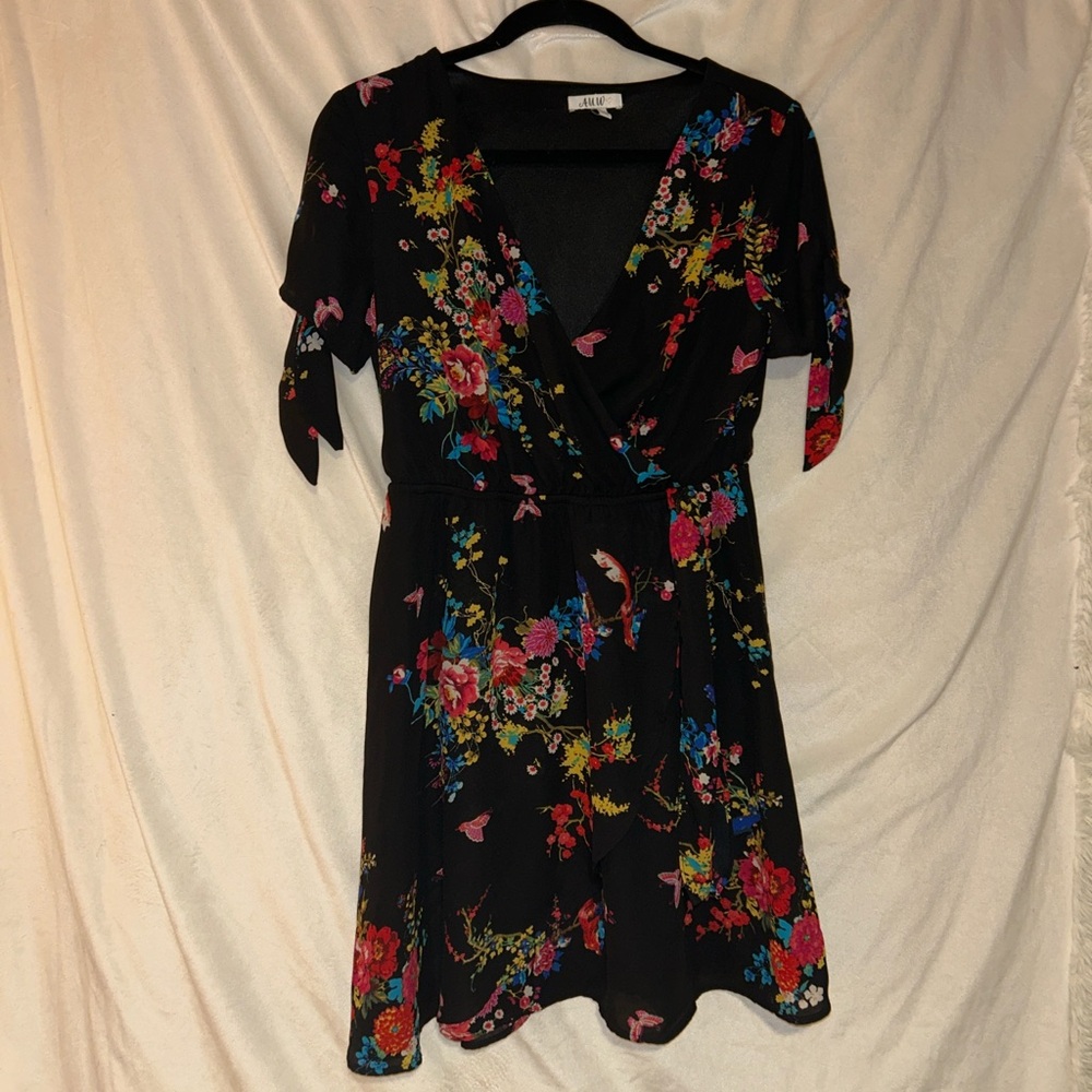 AUW Floral Black Mini Dress